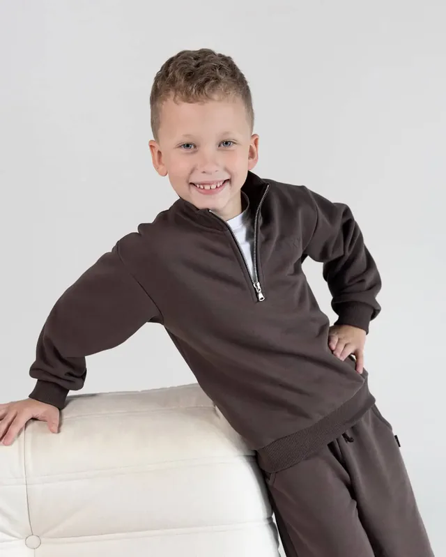 Vaikiškas džemperis ZIP COLLAR Coffee
