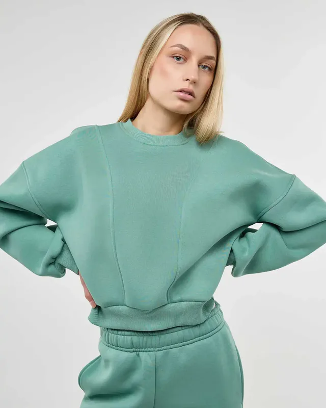 Džemperis CROP SWEATSHIRT Sage moss