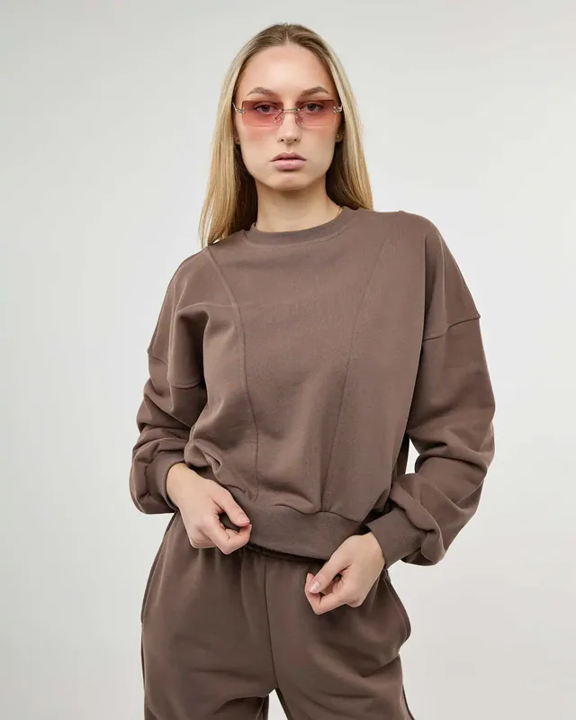 Džemperis CROP SWEATSHIRT Brownstone