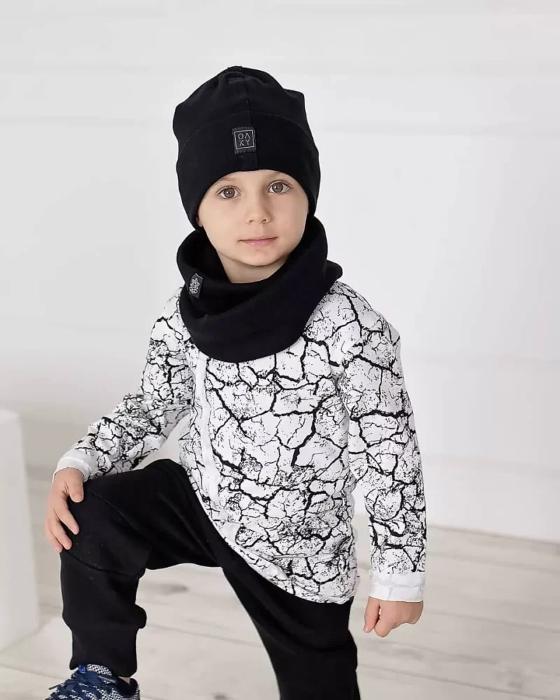 juoda rib kepurė su mova vaikiška