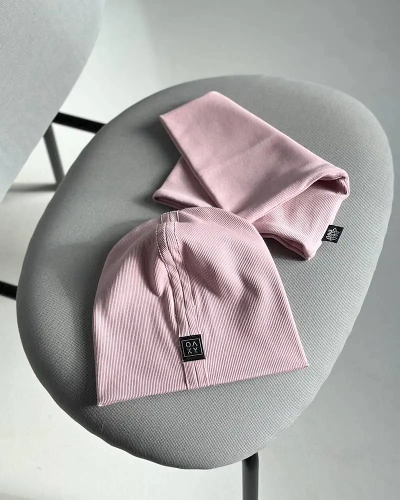 Vaikiška rib kepurė su mova rožinė