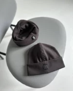 Rib kepurė su mova rudos spalvos