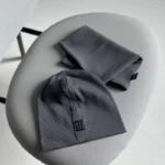 Vaikiška rib audinio pilka kepurė su mova