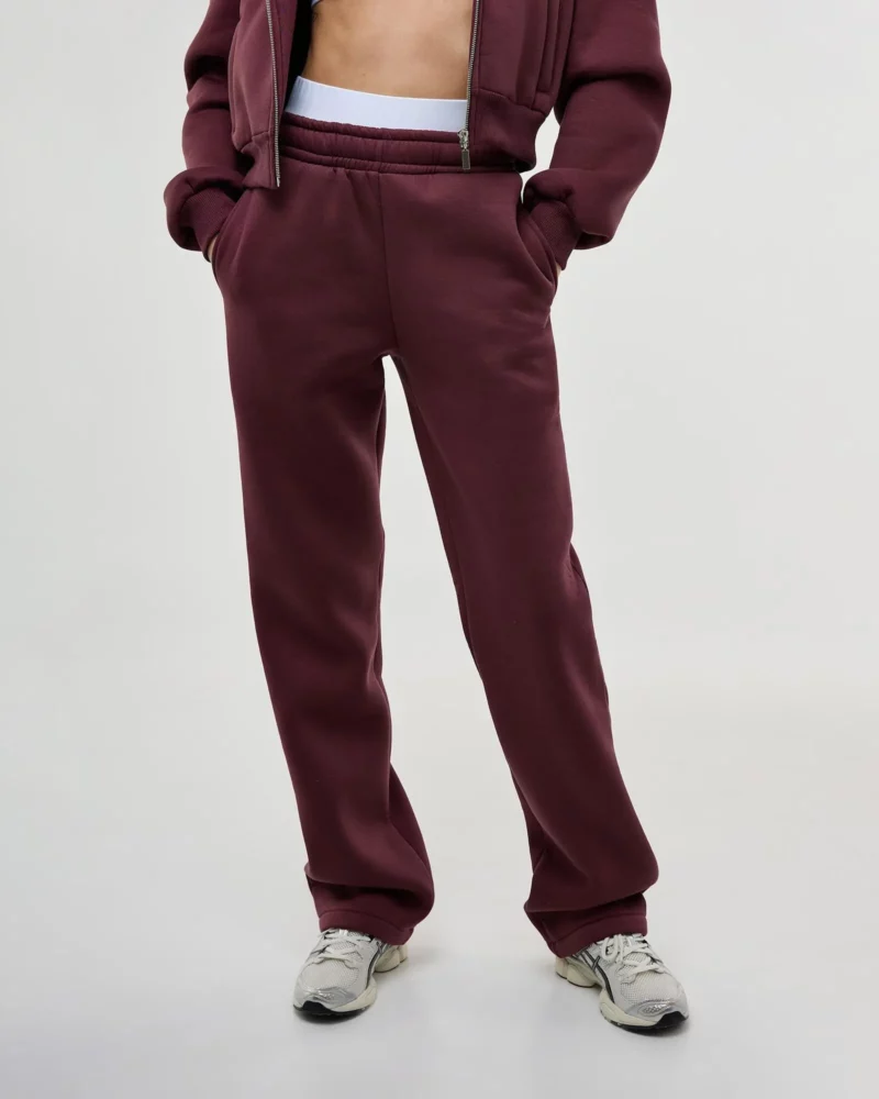 Moteriškos tiesaus modelio kelnės pants burgundiškos spalvos