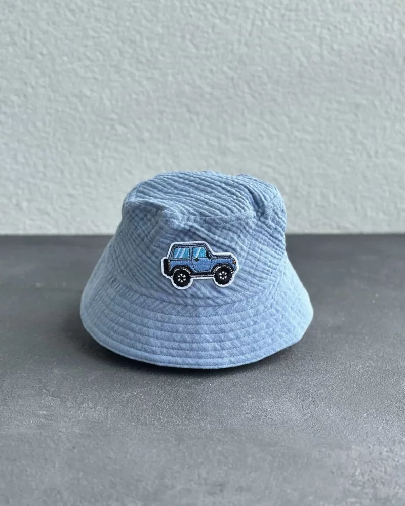 Muslino kepurė Mašinėlė Dangaus vaikiška vasarai
