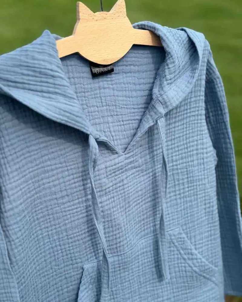 Muslino marškinėliai vaikiški melsvi