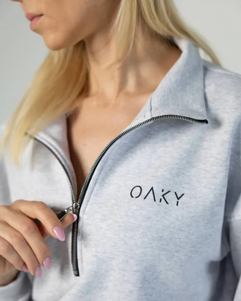 moteriškas džemperis su užtraukuku melange