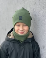 forest green vaikiška kepurė su mova