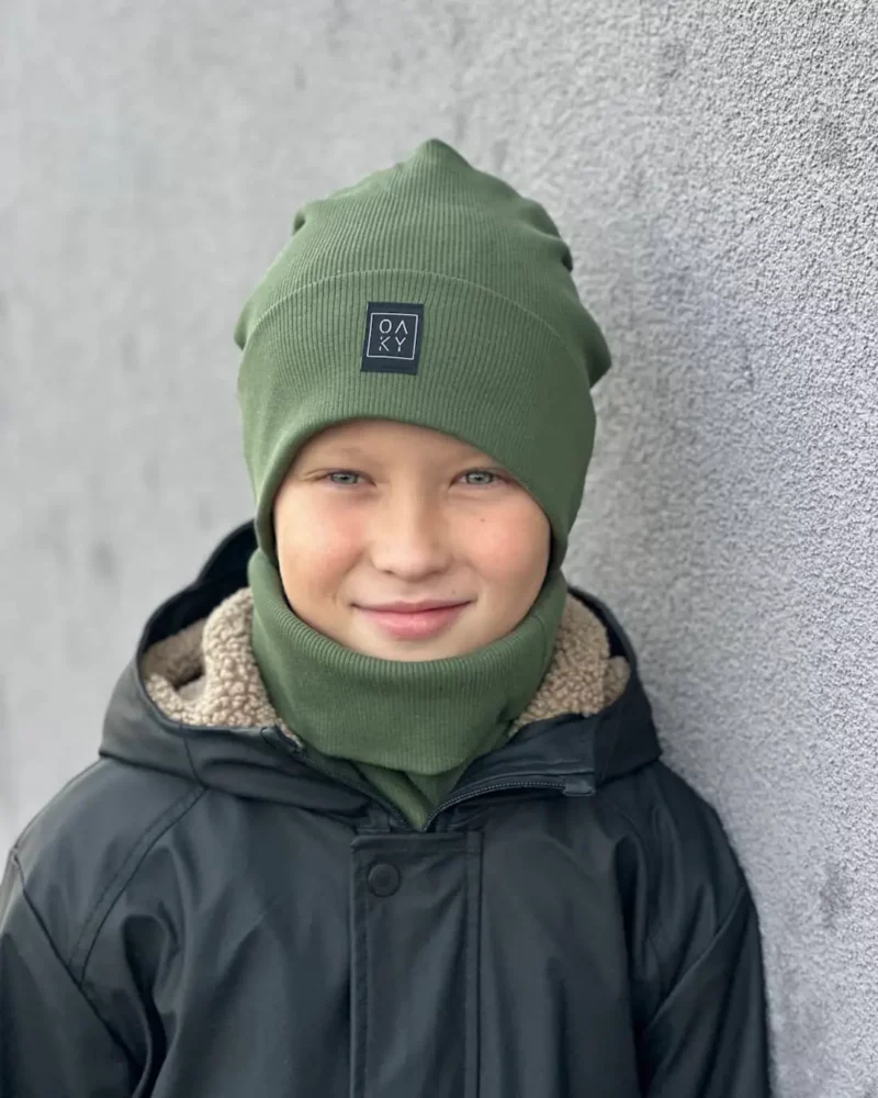 forest green vaikiška kepurė su mova