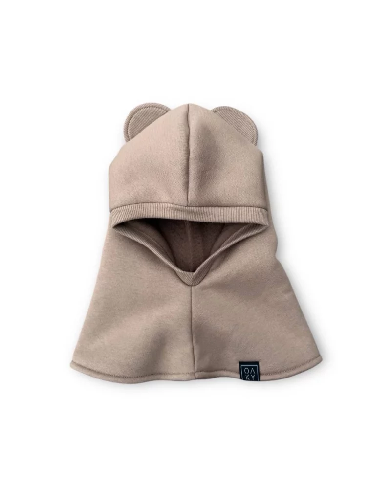 Vaikiškas žieminis šalmukas su ausytėmis kakavinis