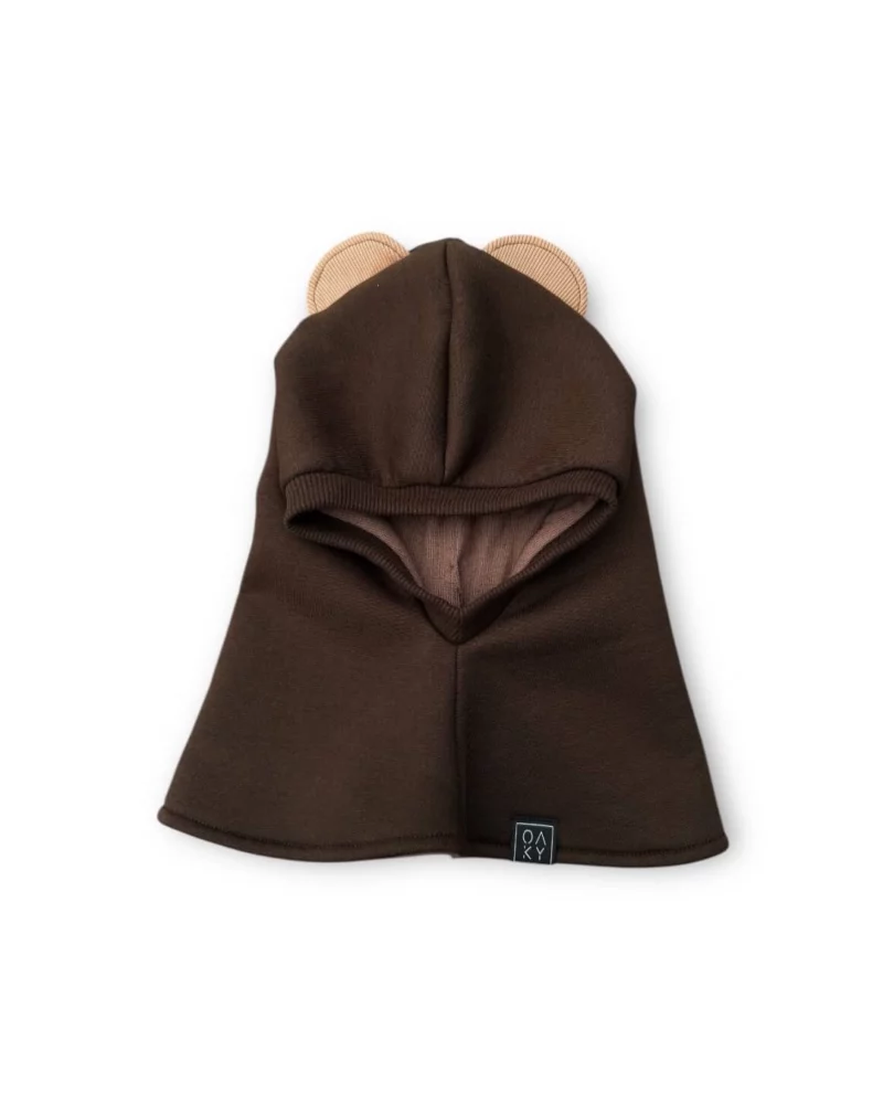 Vaikiškas žieminis šalmukas su ausytėmis rudas
