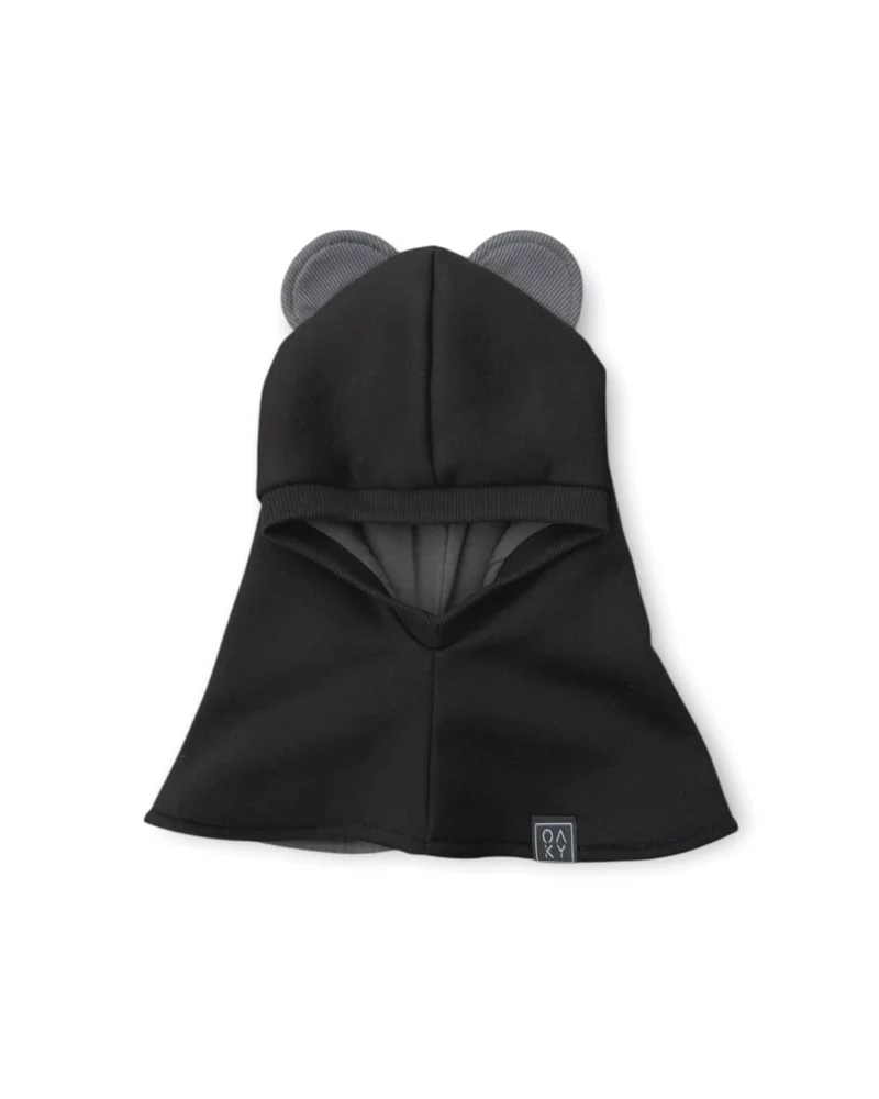 Vaikiškas žieminis šalmukas su ausytėmis juodas